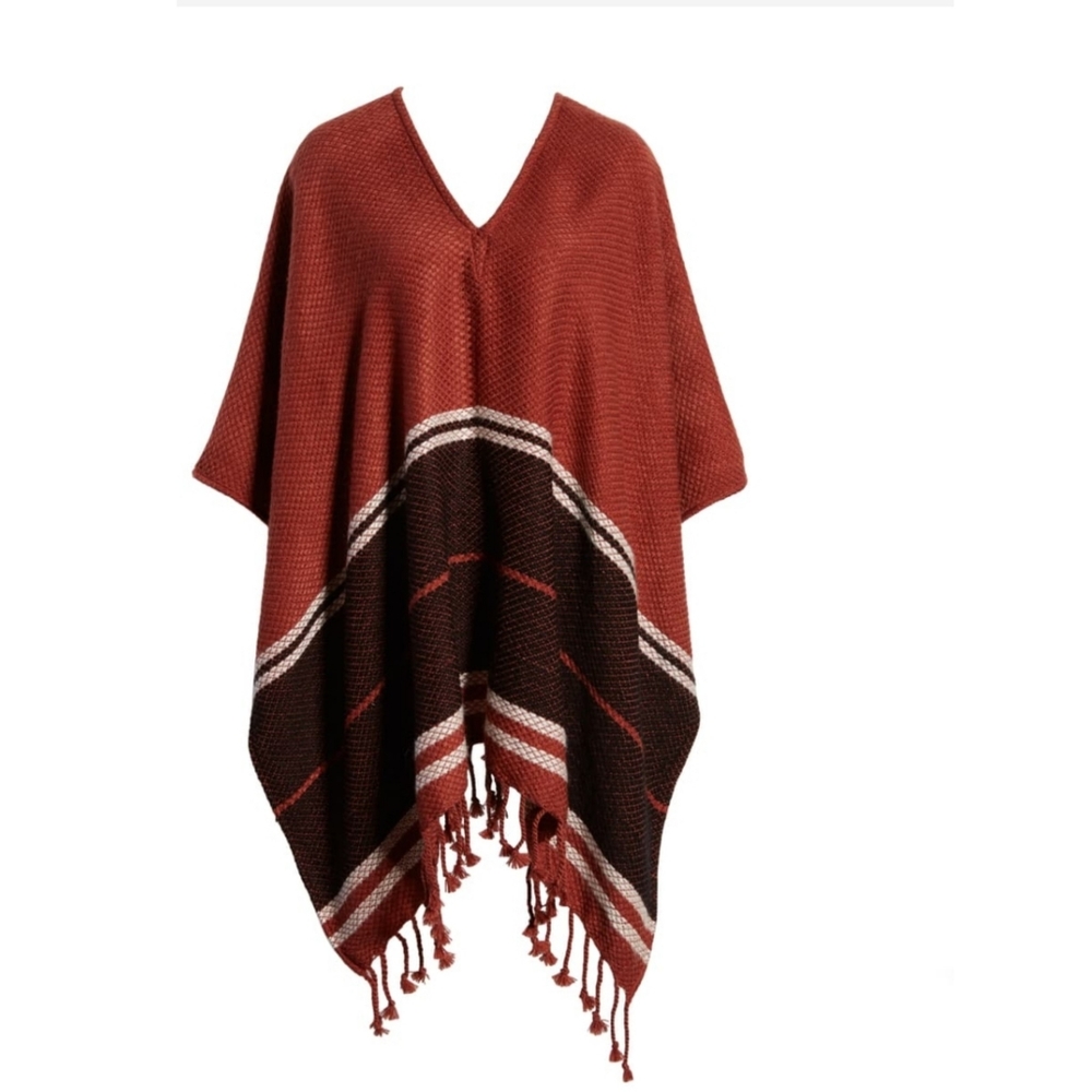 NWT Treasure & Bond Stripe Fringe Poncho - Picture 2 of 6